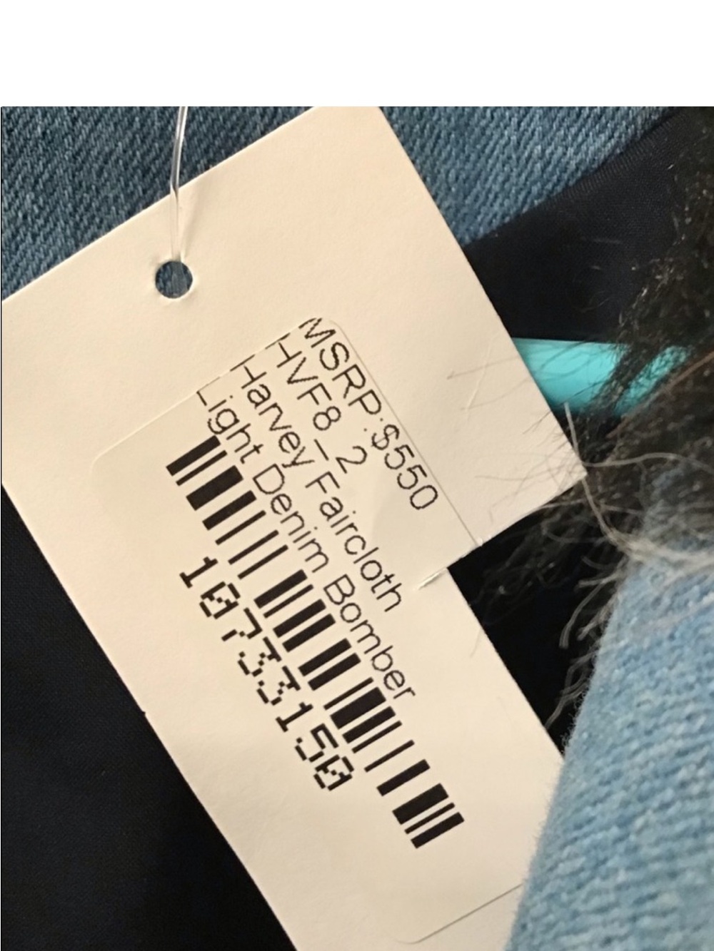 Harvey Faircloth designer denim bomber Jean jacket faux fur collar size XS - Picture 14 of 16